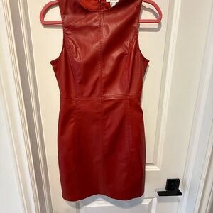 H&M Red Faux Leather Sleeveless Mini Dress